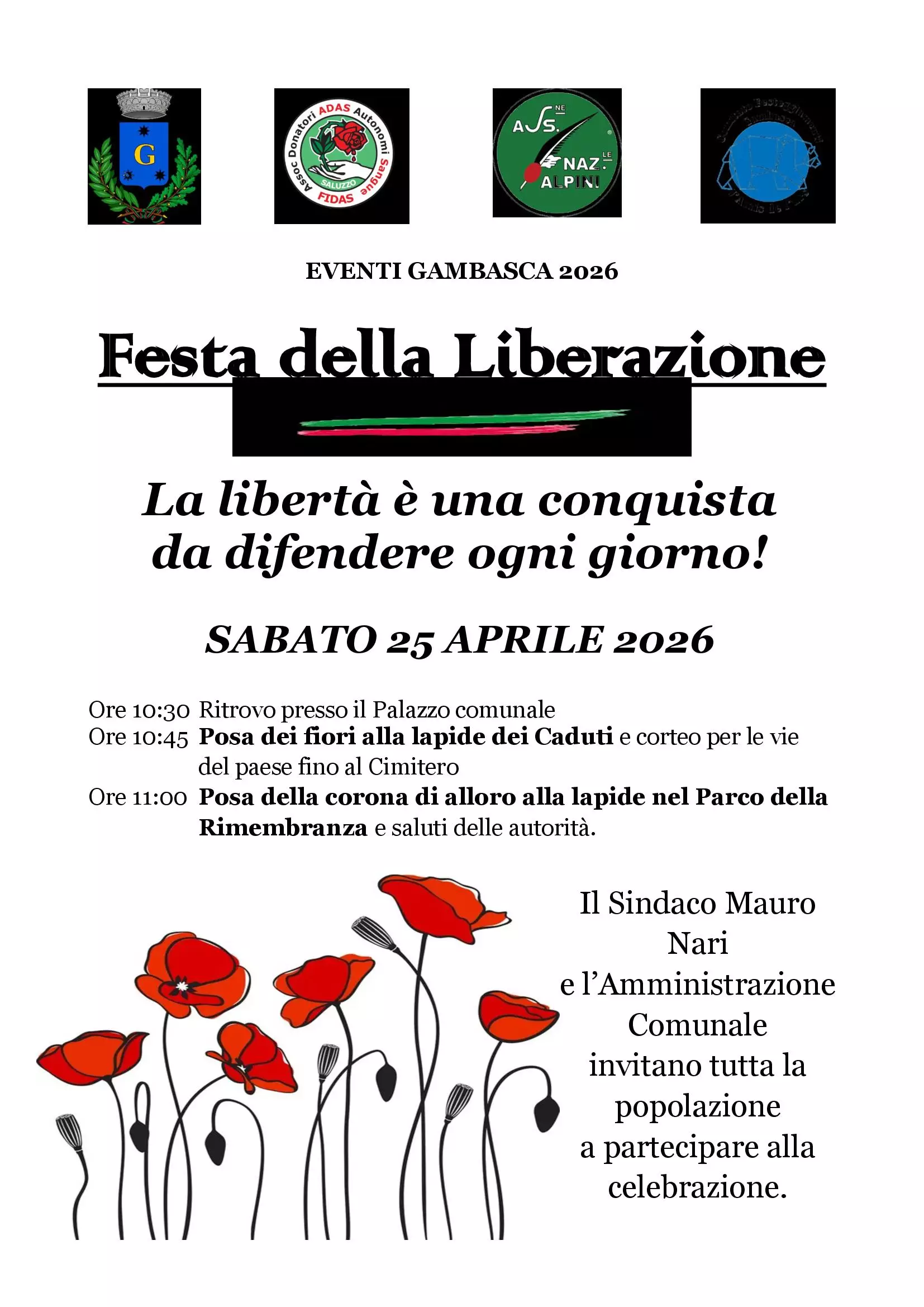 Festa della Liberazione - sabato 25 aprile 2026