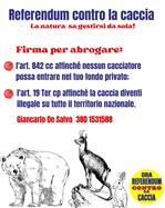 Raccolta firme Referendum contro la caccia